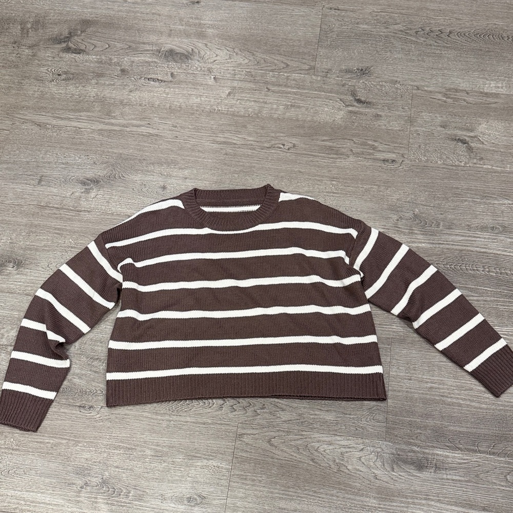 Striped Brown and White Women's Sweater